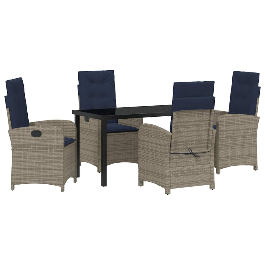 5-delige Tuinset met Kussens, Grijs Poly Rattan