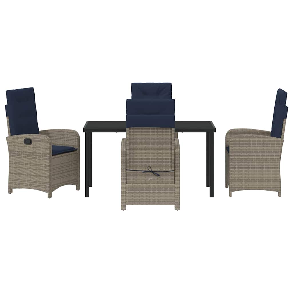 5-delige Tuinset met Kussens, Grijs Poly Rattan