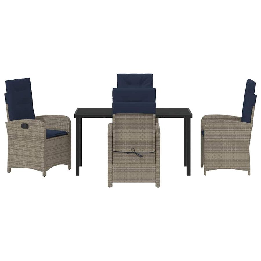5-delige Tuinset met Kussens, Grijs Poly Rattan