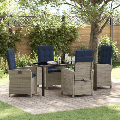 5-Delige Tuinset met Kussens - Grijs Poly Rattan