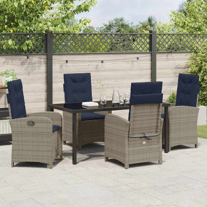 5-Delige Tuinset met Kussens - Grijs Poly Rattan