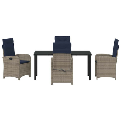 5-Delige Tuinset met Kussens - Grijs Poly Rattan
