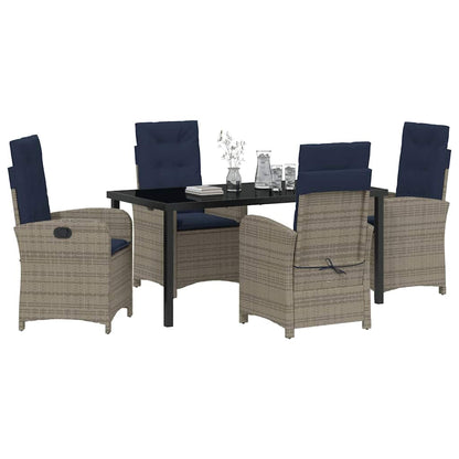 5-Delige Tuinset met Kussens - Grijs Poly Rattan