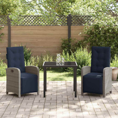 3-delige Tuinset Grijs Poly Rattan