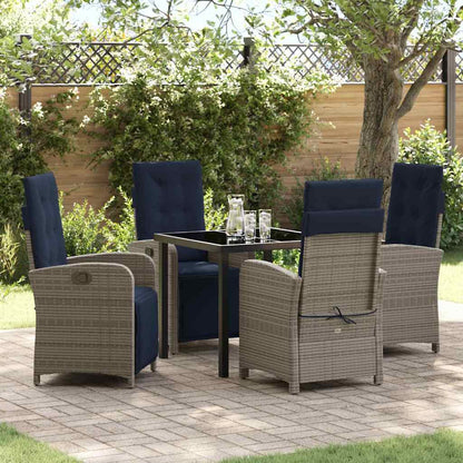 5-delige tuin eetset in grijs poly rattan