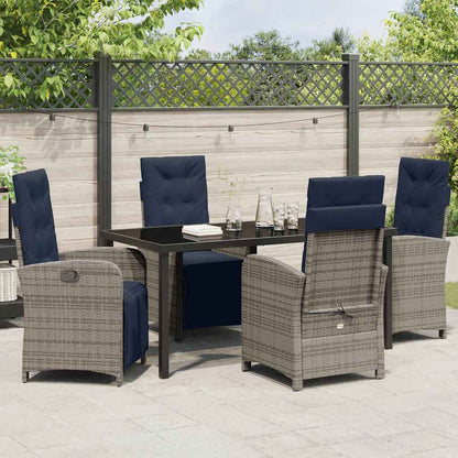 5-Delige Eettafel Set voor in de Tuin - Grijs Poly Rattan