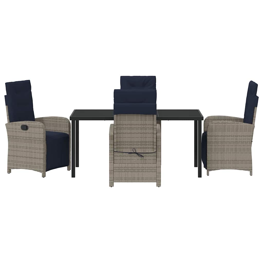 5-Delige Eettafel Set voor in de Tuin - Grijs Poly Rattan