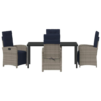 5-Delige Eettafel Set voor in de Tuin - Grijs Poly Rattan