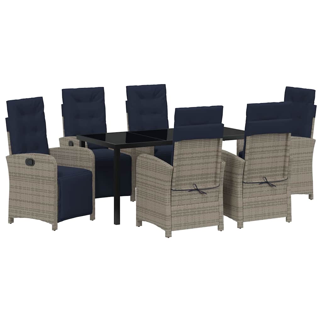 7-delige Tuin Eetset in Grijs Poly Rattan