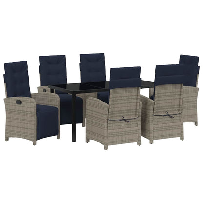 7-delige Tuin Eetset in Grijs Poly Rattan