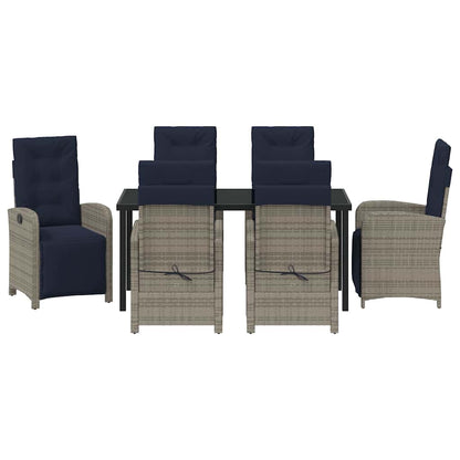 7-delige Tuin Eetset in Grijs Poly Rattan