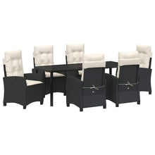 Tuin Eettafelset Met Kussen 7 Pcs Zwart Poly Rattan
