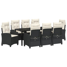 Tuin Eettafelset Met Kussen 9 Pcs Zwart Poly Rattan