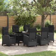 Tuin eettafelset 7-delig poly rattan zwart
