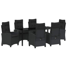 Tuin Eettafelset Met Kussen 7 Pcs Zwart Poly Rattan
