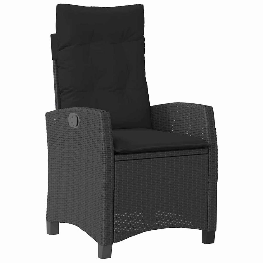 Tuin Eettafelset Met Kussen 7 Pcs Zwart Poly Rattan