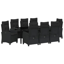 Tuin Eettafelset Met Kussen 9 Pcs Zwart Poly Rattan