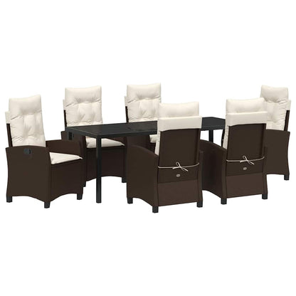 Tuin Eettafelset Met Kussen 7 Pcs Bruin Poly Rattan