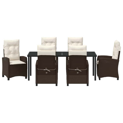 Tuin Eettafelset Met Kussen 7 Pcs Bruin Poly Rattan
