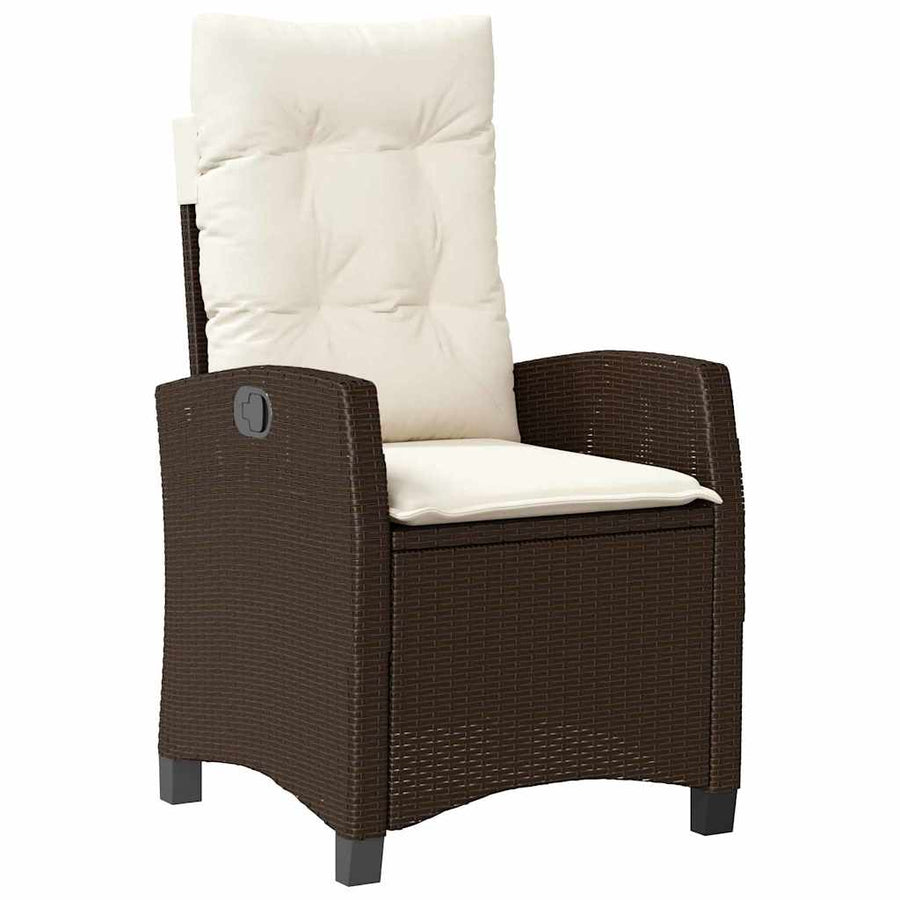 Tuin Eettafelset Met Kussen 9 Pcs Bruin Poly Rattan