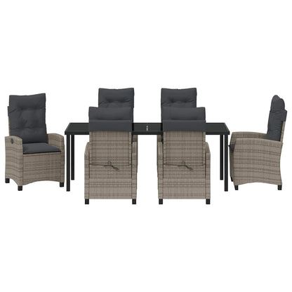 Tuin Eettafelset Met Kussen 7 Pcs Grijs Poly Rattan