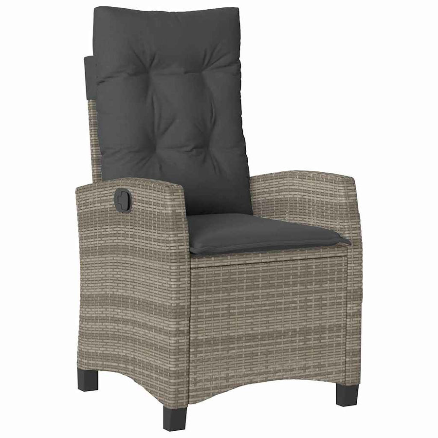 Tuin eettafelset met kussen 9 pcs Grijs poly rattan