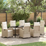 Tuin eettafelset 7-delig poly rattan beige