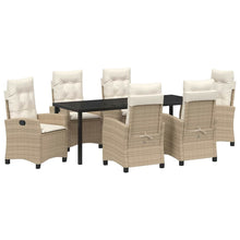 Tuin Eettafelset Met Kussen 7 Pcs Beige Poly Rattan