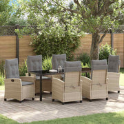 Tuin eettafelset 7-delig poly rattan beige