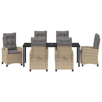 Tuin Eettafelset Met Kussen 7 Pcs Beige Poly Rattan