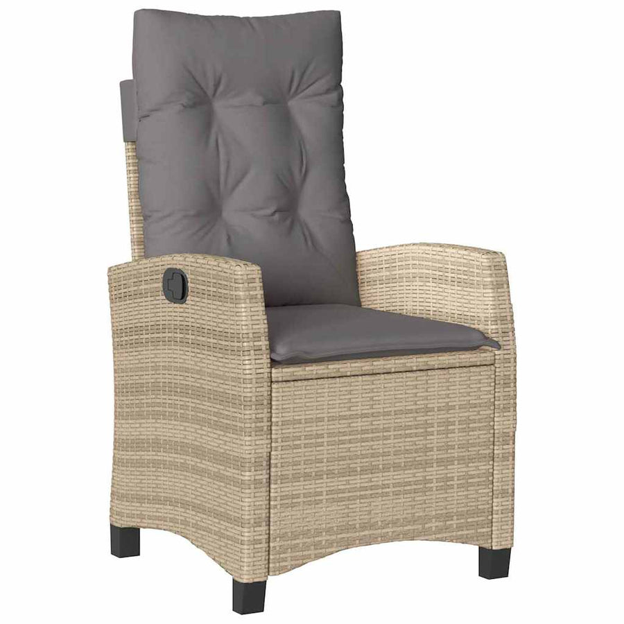 Tuin Eettafelset Met Kussen 9 Pcs Beige Poly Rattan