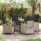 Garden dining set with cushions 5 pcs Light grey poly rattan