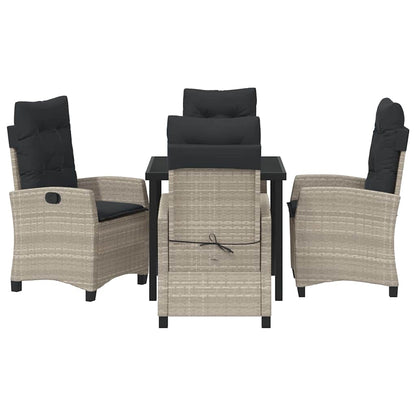 Tuin eettafelset met kussen 5 pcs Lichtgrijs poly rattan