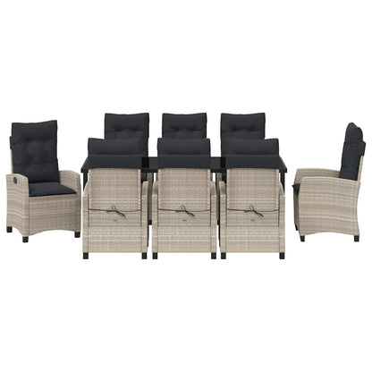 Tuin Eettafelset Met Kussen 9 Pcs Lichtgrijs Poly Rattan