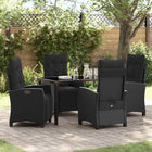 Tuin eettafelset poly rattan zwart 5-delig