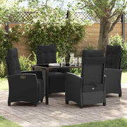 Tuin eettafelset poly rattan zwart 5-delig