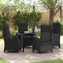 Tuin eettafelset met kussen 5 pcs Zwart poly rattan