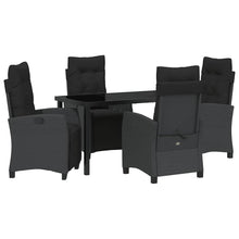 Tuin eettafelset met kussen 5 pcs Zwart poly rattan