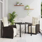 Tuin eettafelset poly rattan bruin 3-delig