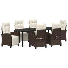 Tuin Eettafelset Met Kussen 7 Pcs Bruin Poly Rattan
