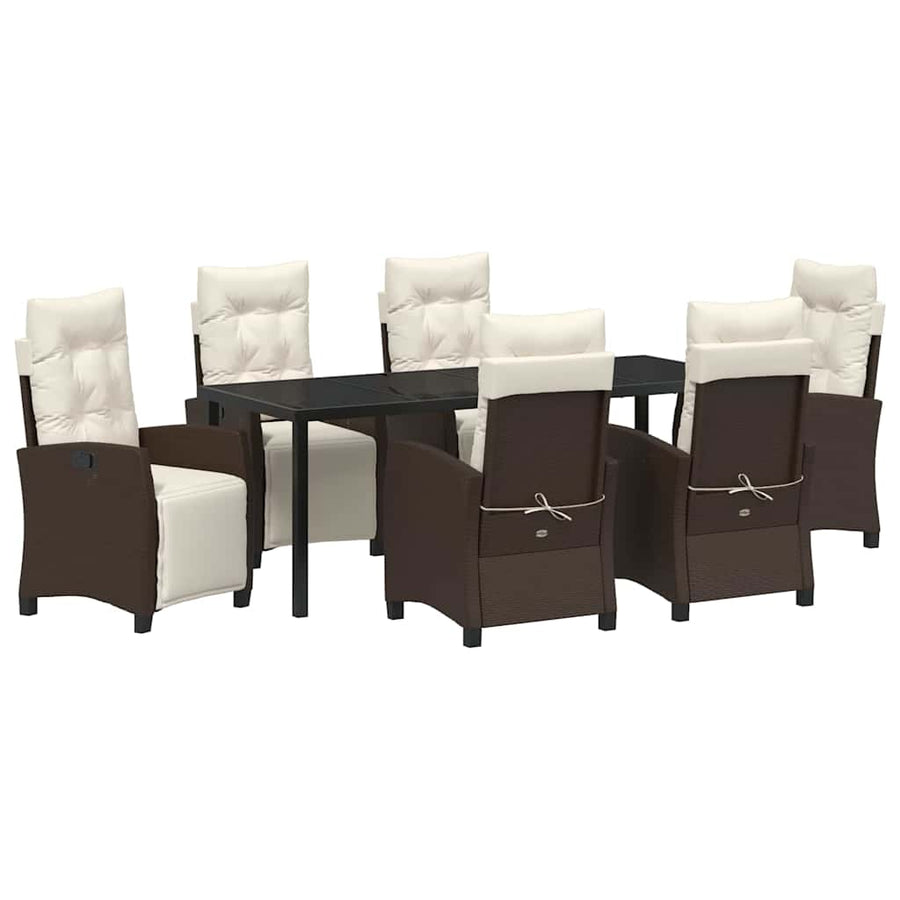 Tuin Eettafelset Met Kussen 7 Pcs Bruin Poly Rattan