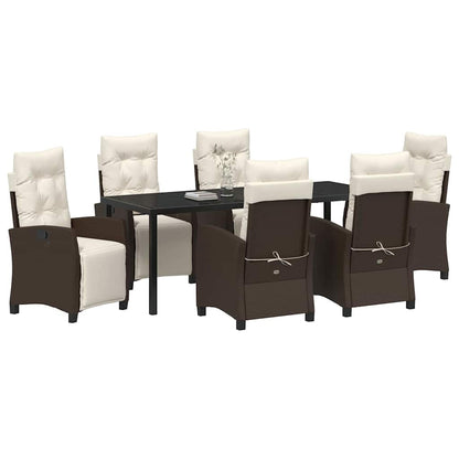Tuin Eettafelset Met Kussen 7 Pcs Bruin Poly Rattan