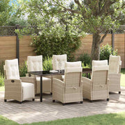 Tuin eettafelset poly rattan 7 pcs beige met kussens