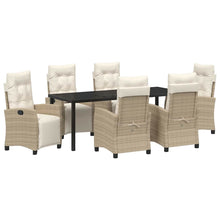 Tuin Eettafelset Met Kussen 7 Pcs Beige Poly Rattan