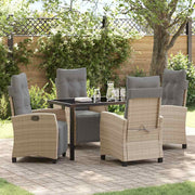 Tuin eettafelset poly rattan 5-delig beige