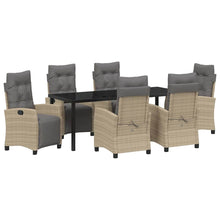 Tuin Eettafelset Met Kussen 7 Pcs Beige Poly Rattan