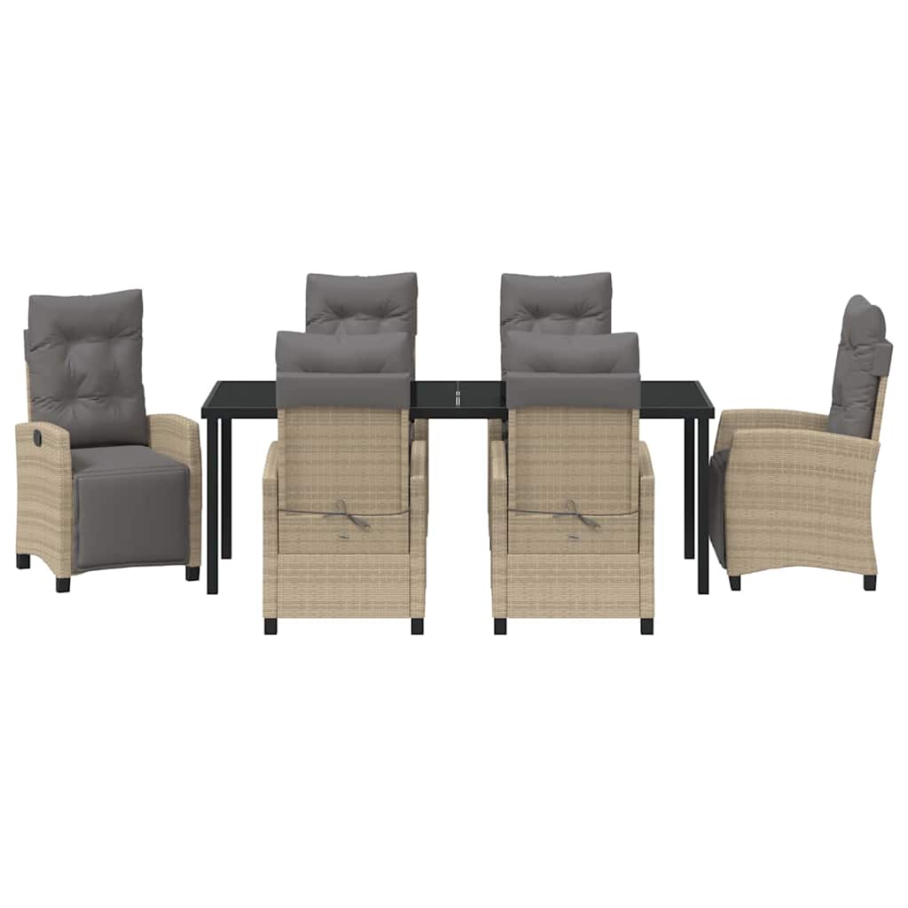Tuin Eettafelset Met Kussen 7 Pcs Beige Poly Rattan