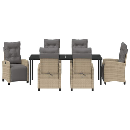 Tuin Eettafelset Met Kussen 7 Pcs Beige Poly Rattan