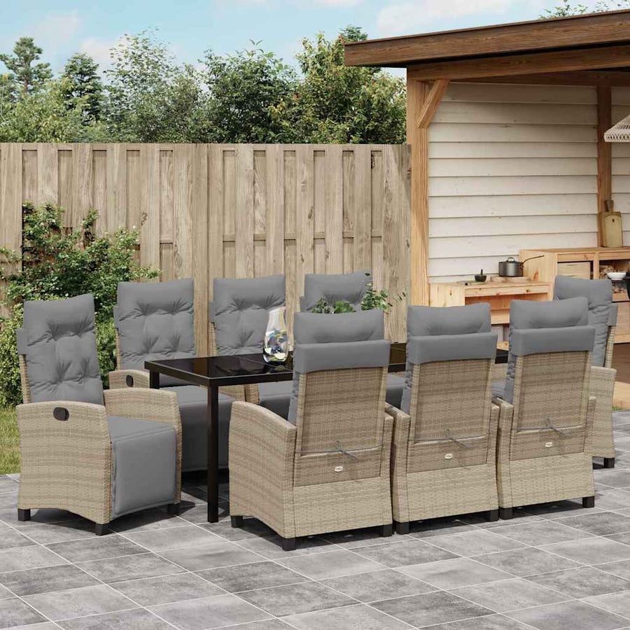 Tuin Eetset 9 Pcs Beige Poly Rattan