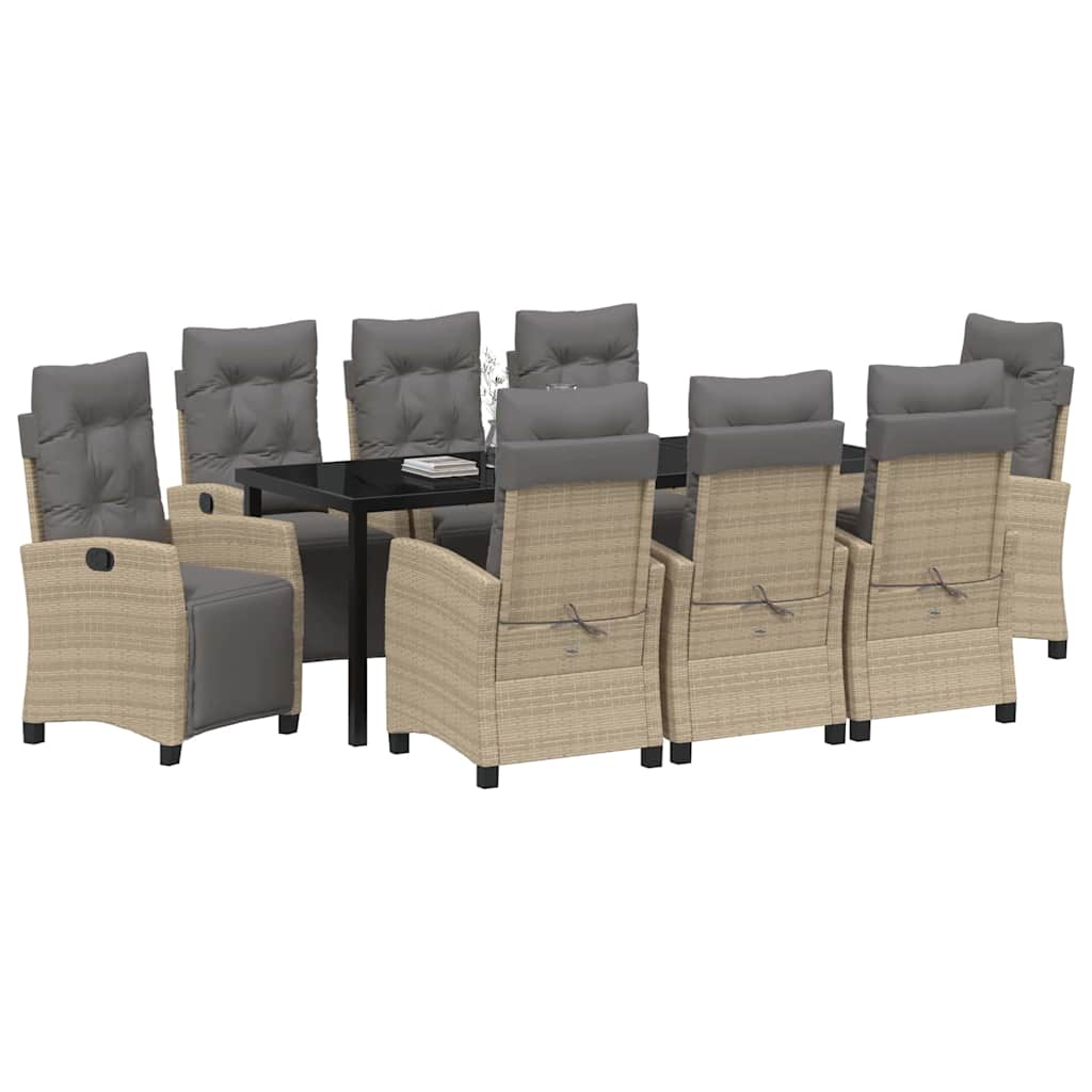 Tuin Eetset 9 Pcs Beige Poly Rattan